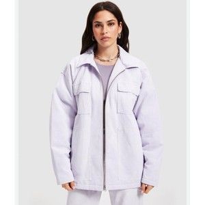 Good American XL Lilac Purple Full Zip Chore Jacket Canvas Shirt Bomber Collared